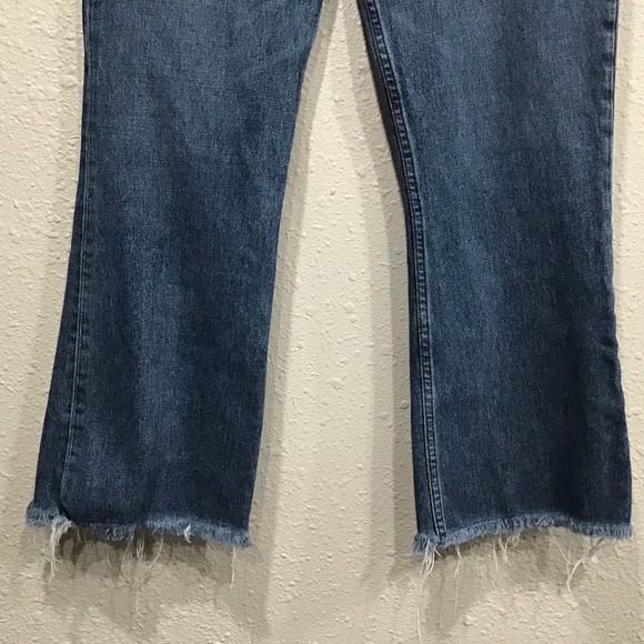Reformation Cropped Flood Jeans High Waist Flare Raw Fray Hem Kasai Wash Size 31 - Picture 5 of 9